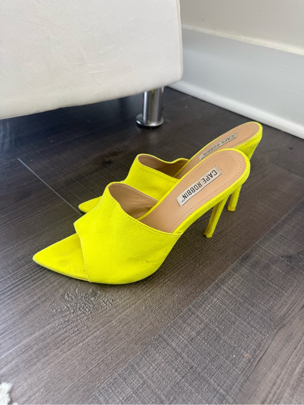 Cape Robbin Neon Yellow Pointed Toe Stiletto Mules